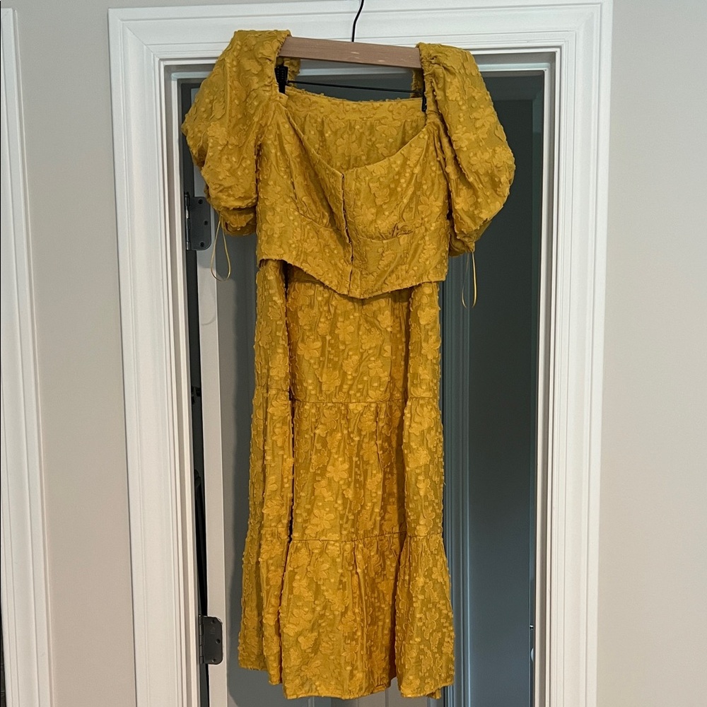 Anthropologie Yellow Textured Mini Dress